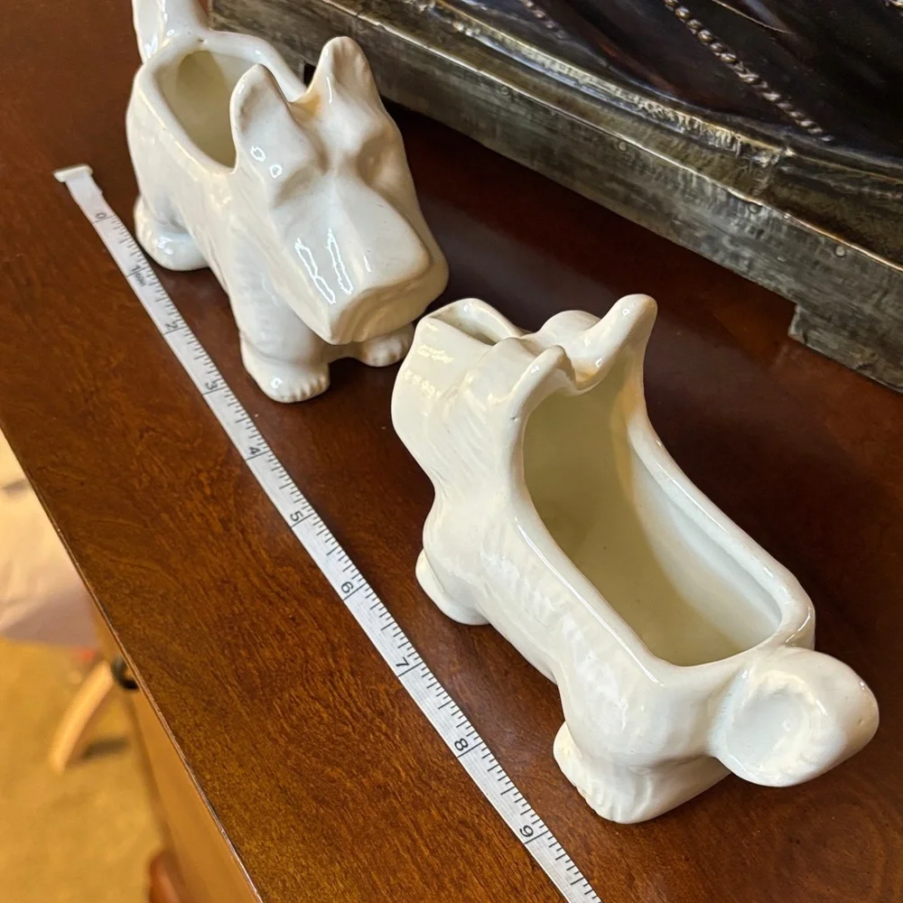 Scottie Ceramic Dog-Shaped Creamer and Sugar Set - Cream Colored Vintage? EUC